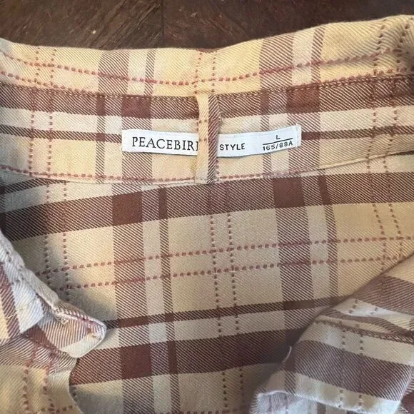 Peacebird Style Grunge Plaid‎ Buttondown Shirt - Picture 6 of 8